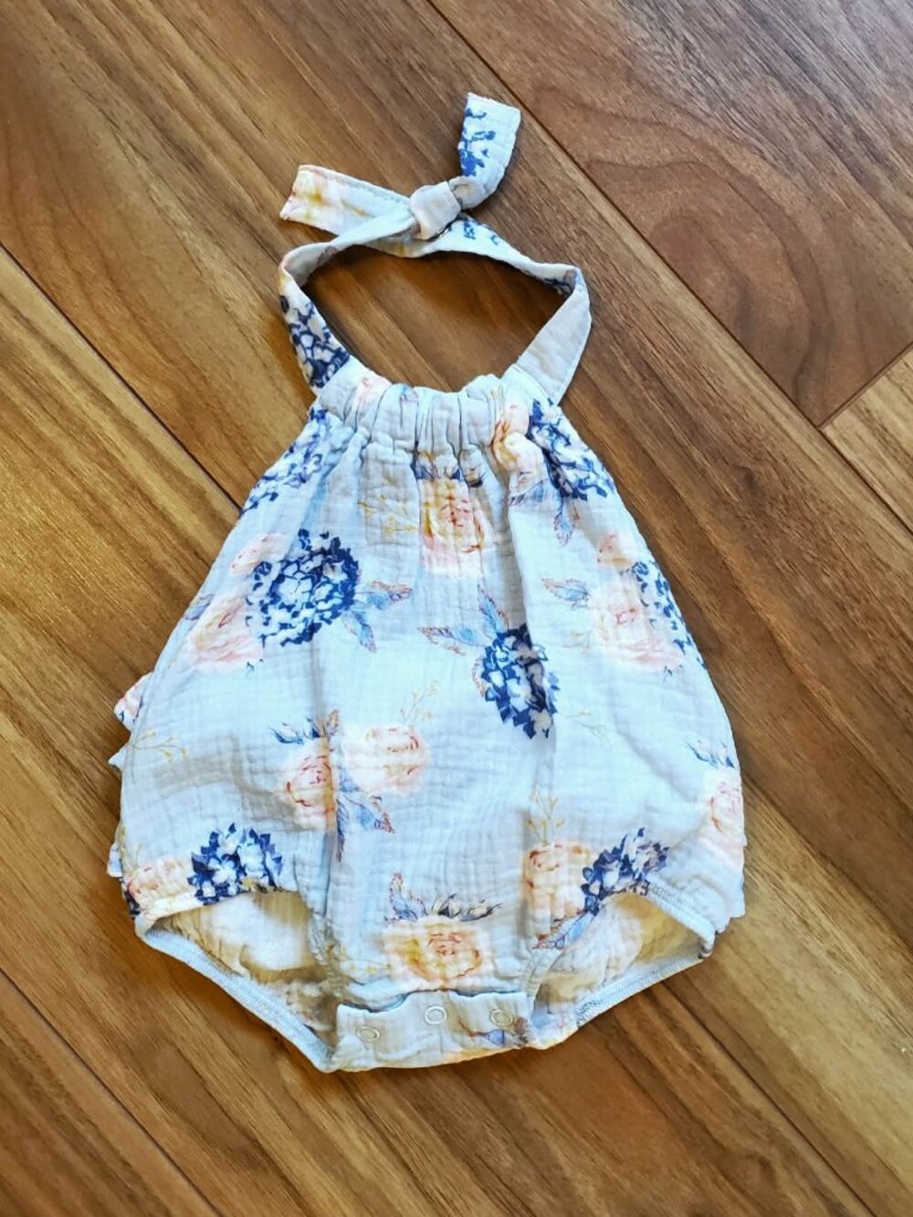 "Mudpie Floral Ruffled Bubble Romper Size 0-3m